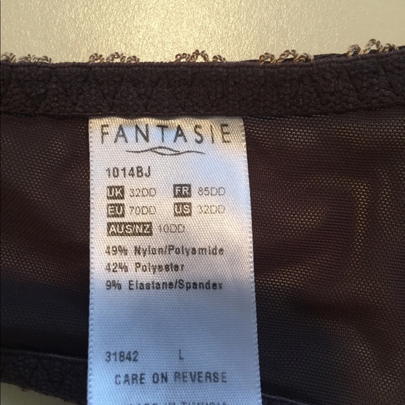 FANTASIE Brown/Beige Bra (32DD) & Panty (Small)Set - Picture 7 of 8